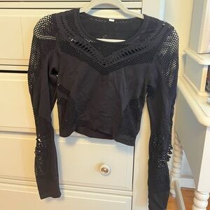 ALO Yoga Blue Embellished Crop Blouse